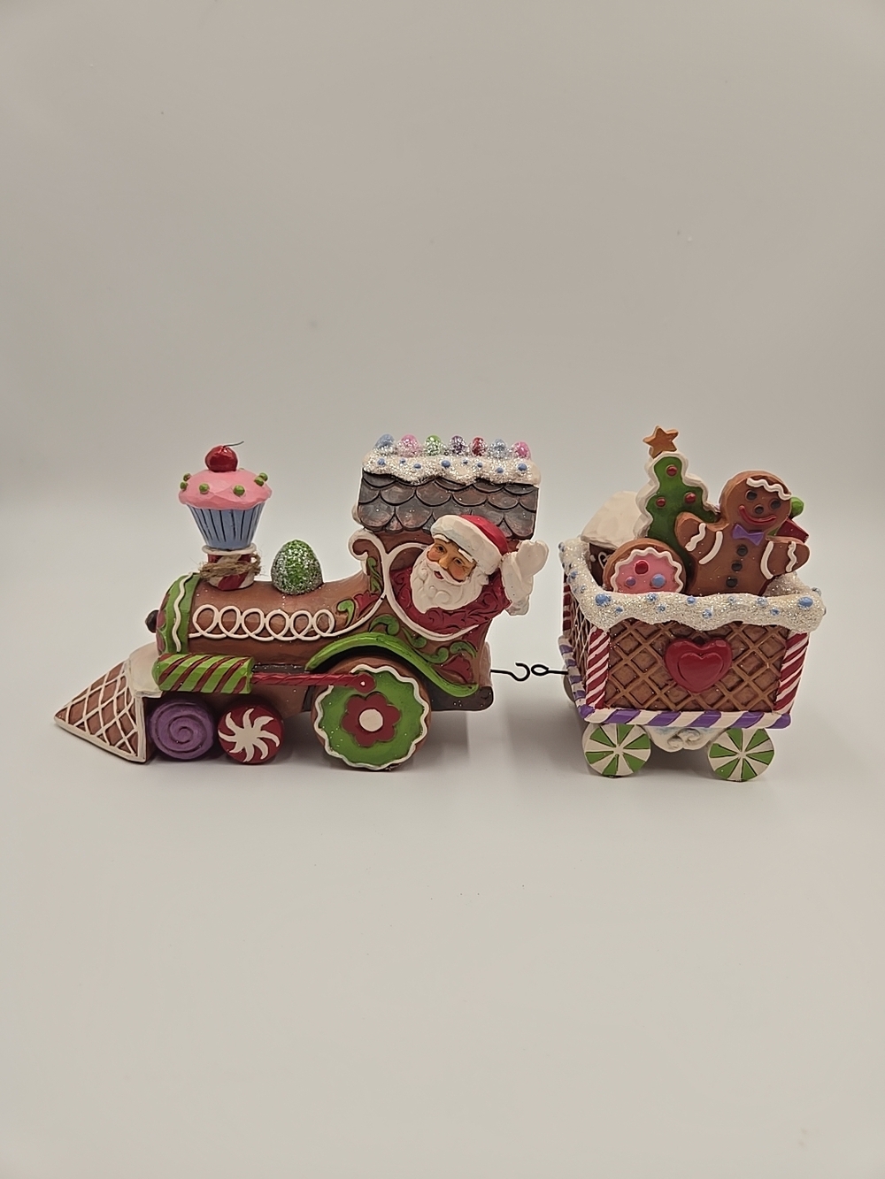 Jim Shore "Gingerbread Christmas" Train Engine And Railway Car Figurines - Picture 5 of 12